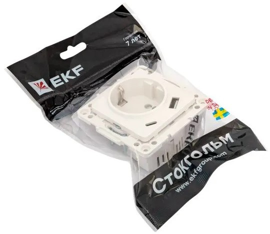 фото Розетка с заземлением с 2 USB  EKF EYR16-2USB-typeA-typeC в Самаре