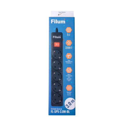 фото Сетевой фильтр Filum FL-SP5-3.0M-BL в Казани