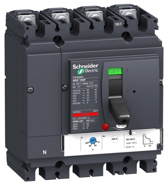 

Автоматический выключатель Schneider Electric LV429860 TM100D 4P 4T, LV429860
