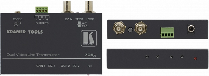 

Передатчик Kramer 705xl 71-0002090 двухканальный линейный, композитного видеосигнала в витую пару (CAT5) с проходным входом видео, с регулировкой уров, 705xl