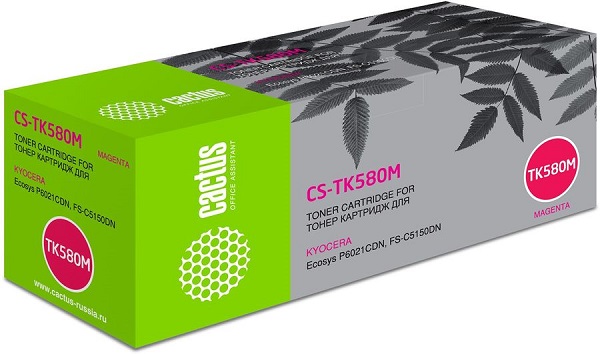 

Тонер-картридж Cactus CS-TK580M пурпурный для Kyocera FS-C5150DN (2800стр.), CS-TK580M
