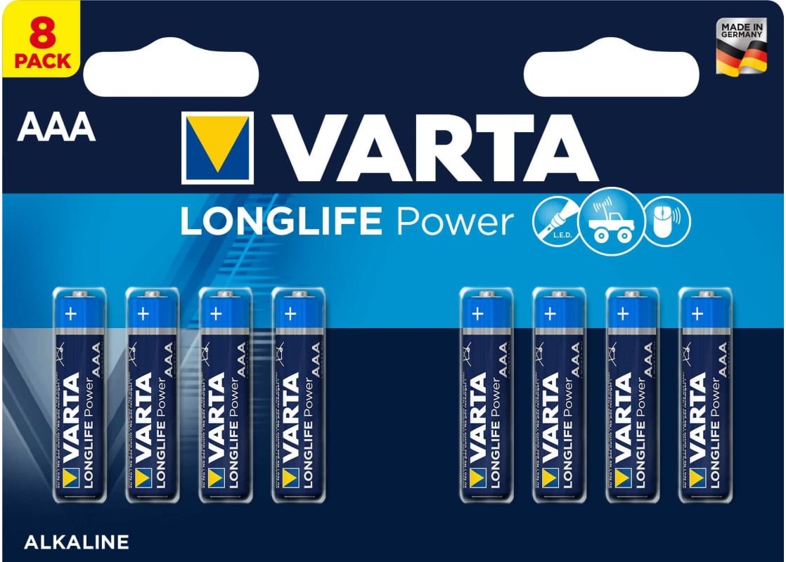 

Батарейка Varta LONGLIFE POWER (HIGH ENERGY) LR03 AAA 04903121418 BL8 Alkaline 1.5V (4903) (8/160), LONGLIFE POWER (HIGH ENERGY) LR03 AAA