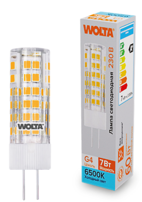 

Лампа светодиодная WOLTA WSTD-JC-220V7W6KG4-C 7Вт 6500K G4, WSTD-JC-220V7W6KG4-C