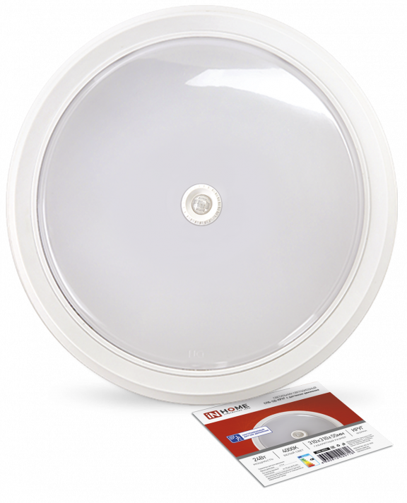 

Светильник светодиодный IN HOME 4690612020716 СПБ-2Д-КРУГ 24Вт 230В 4000К 1700лм 310мм с датчиком, белый, 4690612020716