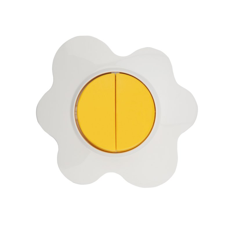 

Выключатель KRANZ KR-78-0630 двухклавишный HAPPY Яичница скрытой установки, желтый/белый, KR-78-0630