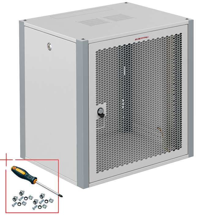 

Шкаф настенный 19", 12U SYSMATRIX WP 6612.730 600x600x585mm (ШхГхВ) дверь перфорированная, серый (RAL 7035/RAL7000), WP 6612.730