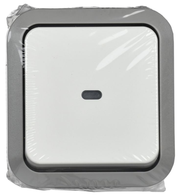 

Переключатель одноклавишный с подсветкой IEK TS-V10-1-10-55-K41 TORS 10А IP55 TS202 серо-белый, TS-V10-1-10-55-K41