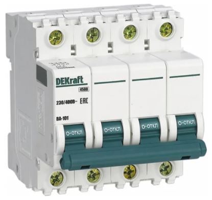 

Автоматический выключатель DEKraft 11142DEK 4Р 40А х-ка D ВА-101 4,5кА, 11142DEK