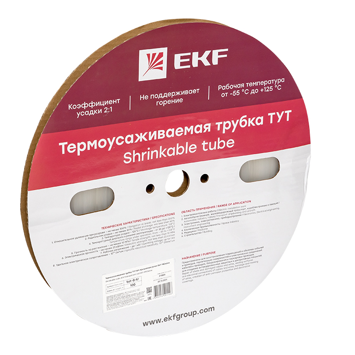 

Термоусаживаемая трубка EKF tut-8-tr ТУТ 8/4 прозрачная рулон, tut-8-tr