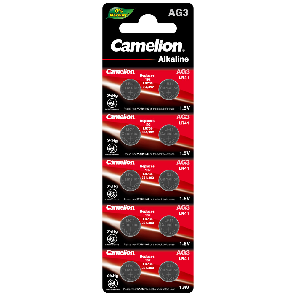 

Батарейка Camelion AG3-BP10(0%Hg) Mercury Free LR41/AG3, 1,5 В, 41 мА.ч, 10 шт в упаковке, AG3-BP10(0%Hg)