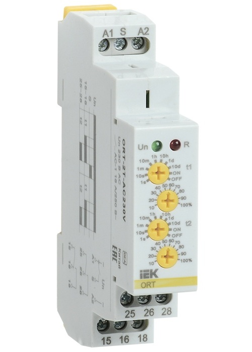 

Реле времени IEK ORT-2T-AC230V ORT 2 контакт 2 уставки 230В AC, ORT-2T-AC230V