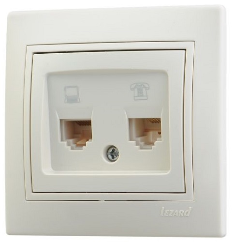 

Розетка Lezard 701-0303-143 СП Мира RJ11/RJ45 крем/крем, 701-0303-143