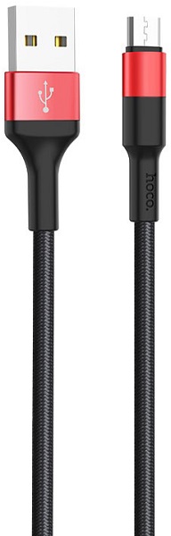 

Кабель Hoco X26 6957531080220 USB 2.0, AM/microBM, черно-красный, 1м, X26