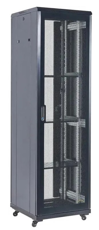 

Шкаф напольный 19", 42U Rexant 04-4266-232 600×800×2054, дверь перфорация, черный, RAL 9005, 04-4266-232