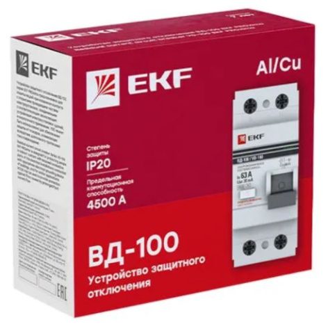 фото УЗО  EKF elcb-2-100-30-em-pro