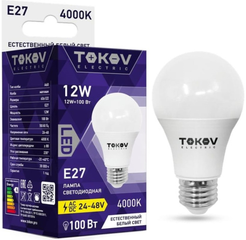 фото Лампа светодиодная TOKOV ELECTRIC TKE-A60-E27-12-4K-24/48 в Уфе