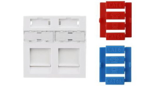 

Вставка Hyperline SIP3-2K-M45-45 45x45 (Mosaic) для 2х модулей Keystone Jack, со шторками, SIP3-2K-M45-45