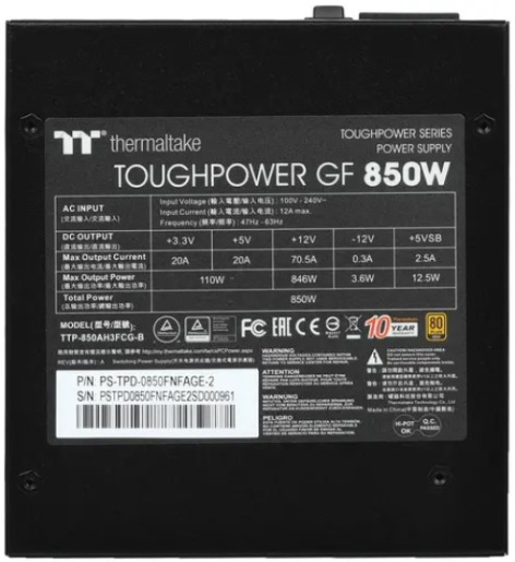 фото Блок питания ATX Thermaltake PS-TPD-0850FNFAGE-2 в Челябинске