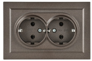 фото Розетка двухместная с заземлением в сборе  IEK BR-R21-16-K45-F