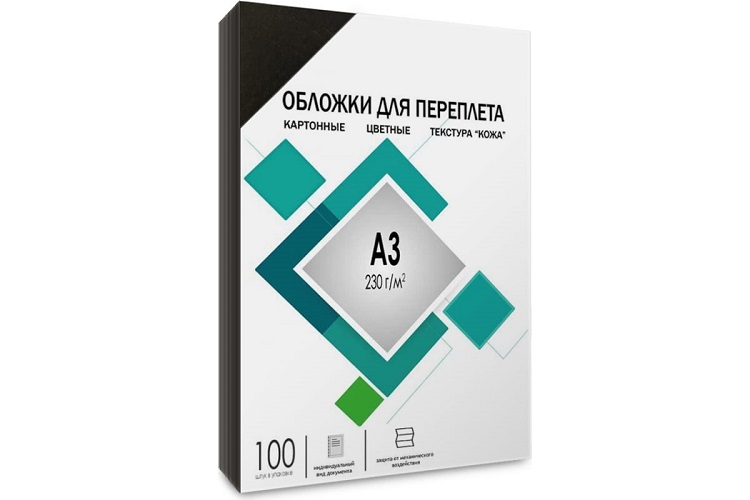 

Обложка ГЕЛЕОС CCA3B А3, 100 шт, "кожа", черные, CCA3B