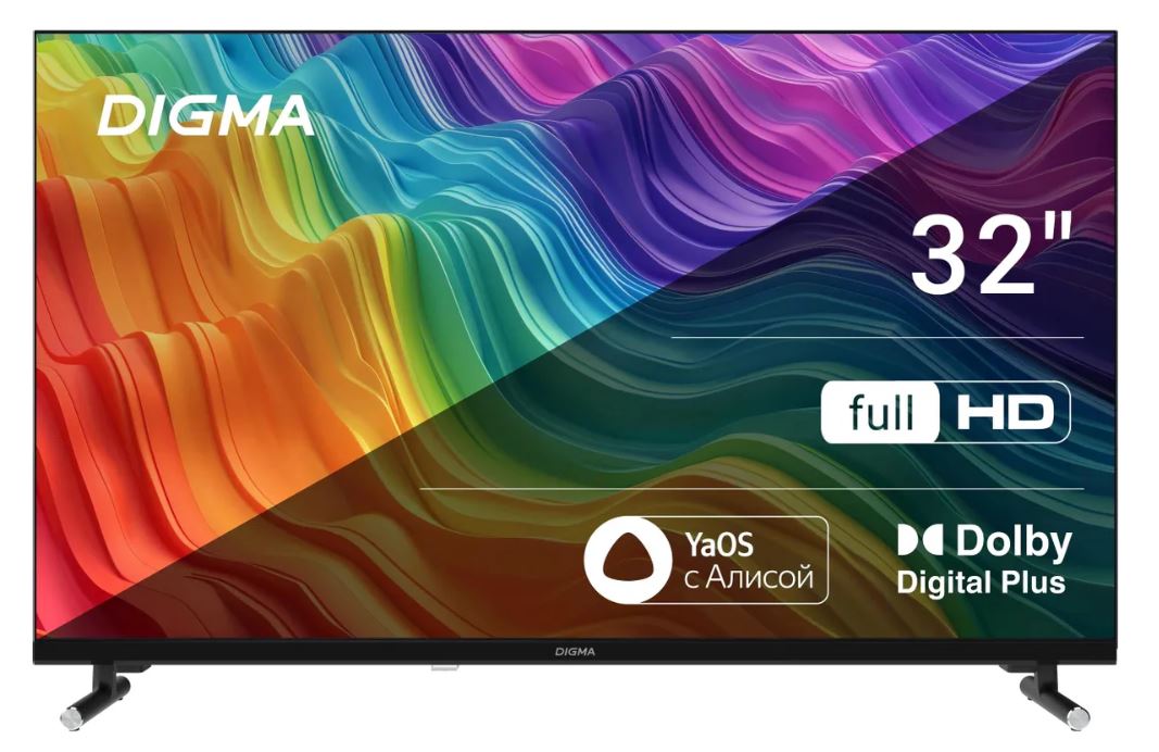 

Телевизор LED Digma DM-LED32SBB33 32" Яндекс.ТВ Frameless Metal черный FULL HD 60Hz DVB-T DVB-T2 DVB-C DVB-S DVB-S2 USB WiFi Smart TV (RUS), DM-LED32SBB33