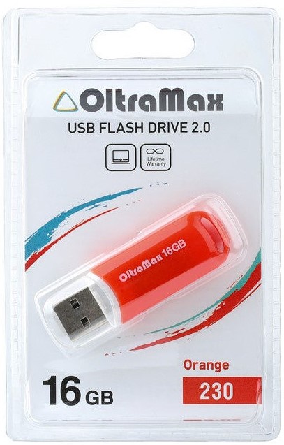 

Накопитель USB 2.0 16GB OltraMax OM-16GB-230-Orange 230, оранжевый, OM-16GB-230-Orange