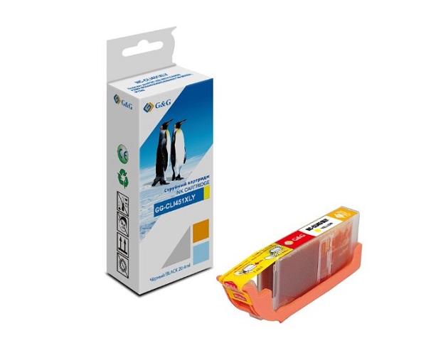 

Картридж G&G GG-CLI451XLY желтый для Canon Pixma MG5440/6340 IP7240, GG-CLI451XLY