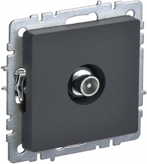 

Розетка телевизионная проходная IEK BR-A10-P-K53 BRITE РТВ10-0-БрГ Графит, BR-A10-P-K53