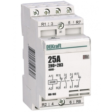 Изображение товара Контактор DEKraft 18069DEK модульный 25 А для управления нагрузками до 400 В