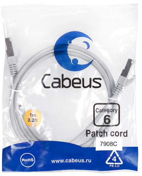 фото Кабель патч-корд F/UTP 6 кат. 1м Cabeus PC-FTP-RJ45-Cat.6-1m-LSZH в Санкт-Петербургe