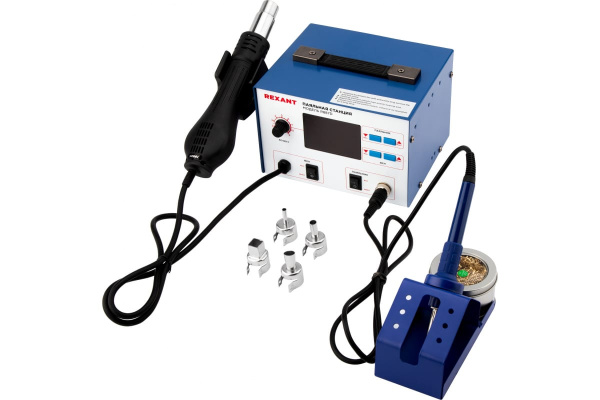 Изображение товара Паяльная станция Rexant 12-0727 2 в 1 с компрессорным феном и паяльником