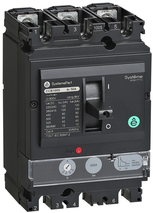 

Автоматический выключатель в литом корпусе Systeme Electric SPC100F100L3DF SYSTEMEPACT CCB100 36KA 3P3D TMD100 рычаг, SPC100F100L3DF