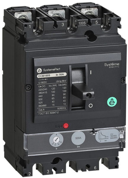 Изображение товара Автоматический выключатель Systeme Electric SPC100F100L3DF 3П 100А в литом корпусе