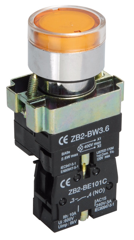 

Кнопка управления IEK BBT50-BW-K05 LAY5-BW3561 с подсветкой желтый 1NO, BBT50-BW-K05