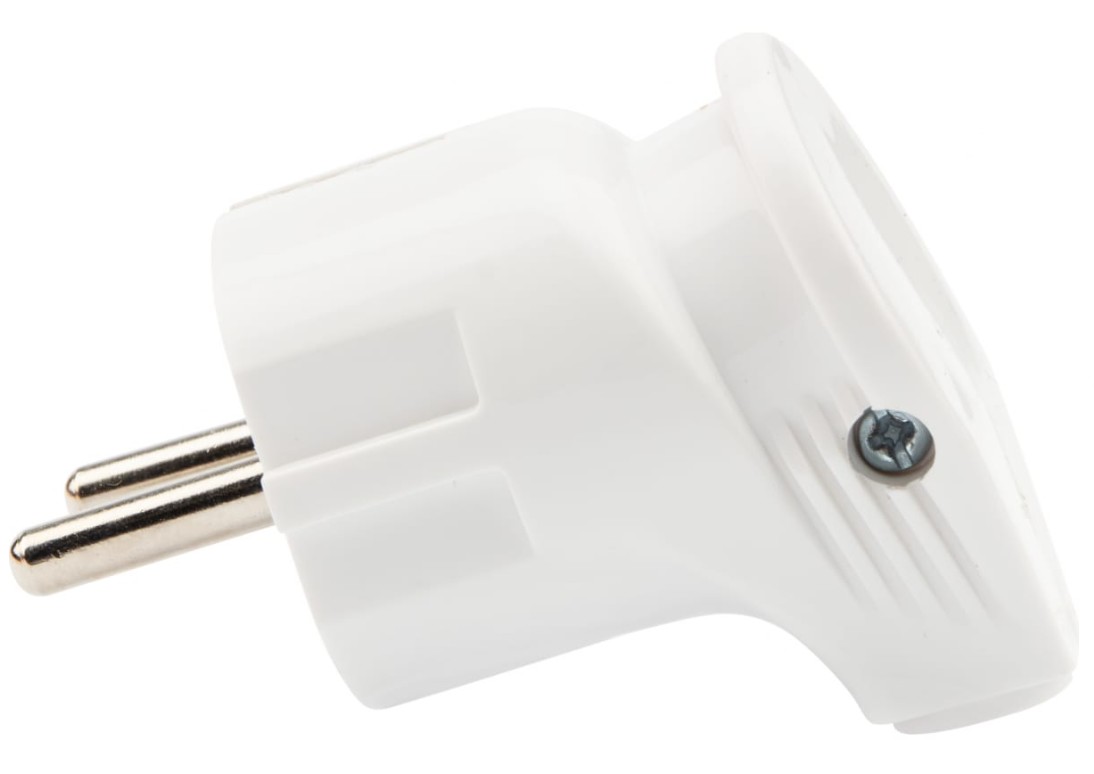 

Вилка Rexant 16-0728 Евро угловая с з/к 16А белая IP20, 16-0728