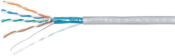 фото Кабель витая пара F/UTP 5e кат. 4 пары Cabeus FTP-4P-Cat.5e-SOLID-GY-100 в Красноярске