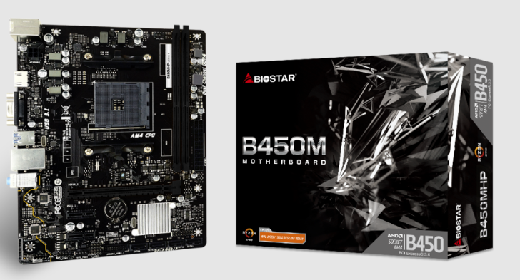 

Материнская плата mATX Biostar B450MHP (AM4, B450, 2*DDR4 (3200), 4*SATA 6G RAID, 3*PCIE, Glan, VGA, HDMI, 2*USB 3.2, 4*USB 2.0) RTL, B450MHP
