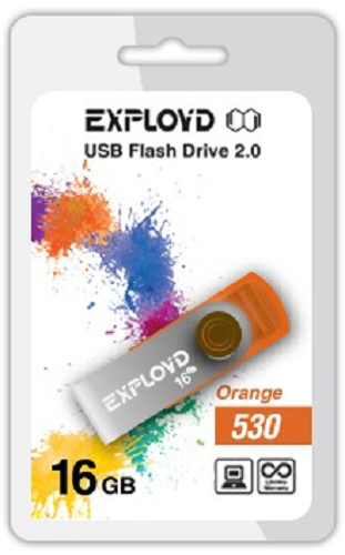 

Накопитель USB 2.0 16GB Exployd 530 оранжевый, 530