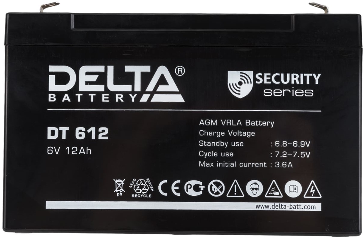 

Источник бесперебойного питания 612 Battery Delta DT 612, voltage 6V, capacity 12Ah, 151х50х100mm, DT 612
