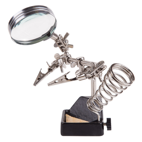 Изображение товара Держатель Rexant 12-0252 для пайки с лупой и зажимами Крокодил для электроники и ювелирных изделий