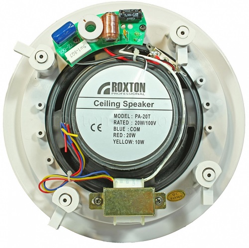 

Громкоговоритель потолочный Roxton PA-20T 20/10 Вт, двухполосный, 50 - 20000 Гц, 95 дБ, D230х90мм, Пластик / белый, PA-20T