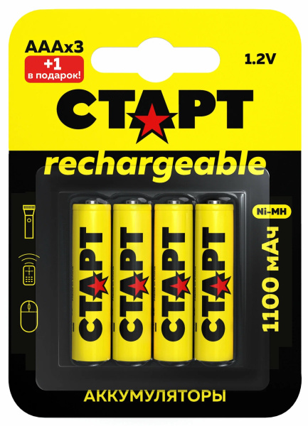 фото Аккумулятор  Старт HR03 ААА 1100mAh Ni-MH BL3+1 в Казани