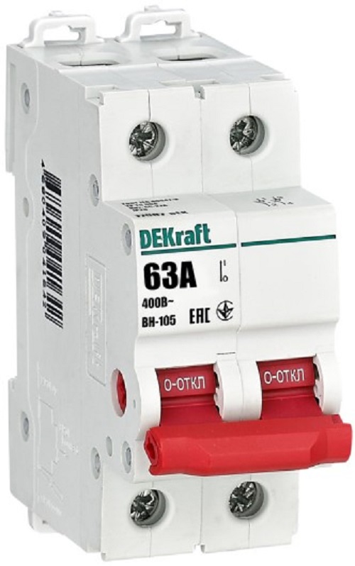 

Выключатель-разъединитель DEKraft 17087DEK 2Р 63А ВН-105, 17087DEK
