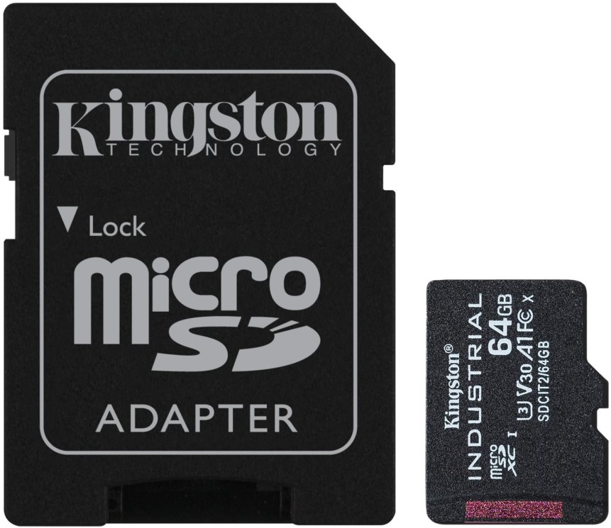 

Карта памяти 64GB Kingston SDCIT2/64GB microSDHC class10 UHS-I industrial с адаптером, SDCIT2/64GB