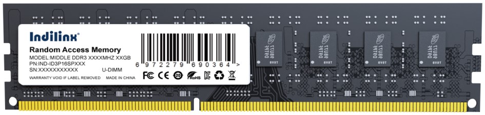 

Модуль памяти DDR3 8GB INDILINX IND-ID3P16SP08X PC3-12800 1600MHz CL11 1.5V, IND-ID3P16SP08X