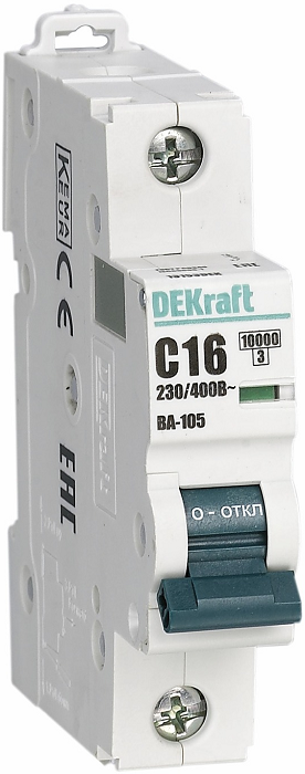 

Автоматический выключатель DEKraft 13150DEK ВА-105 1P C кривая 4A 10кА, 13150DEK
