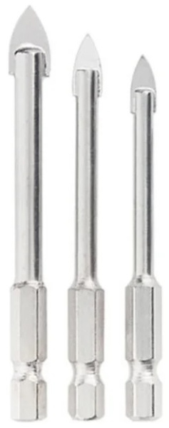 Изображение товара Набор сверл KRANZ KR-91-0655 для стекла керамики и кафеля, 3 шт