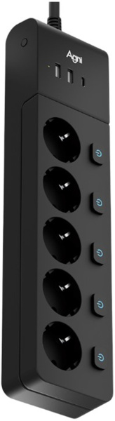 фото Сетевой фильтр AGNI TP-FI3U5E-C-5m-black в Санкт-Петербургe