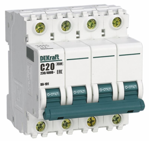 Изображение товара Автоматический выключатель DEKraft 4P 25А IP20 серия ВА-101