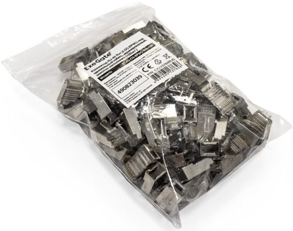 фото Коннектор RJ-45 (8P8C) cat.5e Exegate PL45-C5-8P8C-SH-100 в Красноярске